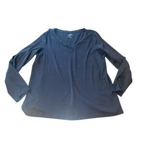 TALBOTS Women's Plus Size 1X Black Long Sleeve 100% Pima Cotton Tee